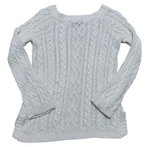 Ralph Lauren White Cable Knit Linen Blend Sweater. Sz. L
